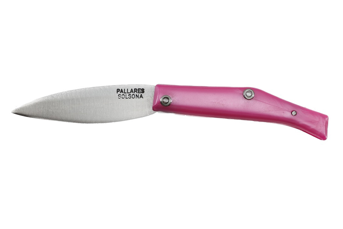 Couteau pliant Pallarès Solsona - Couteau de poche Común n°00 rose - 7 cm acier carbone