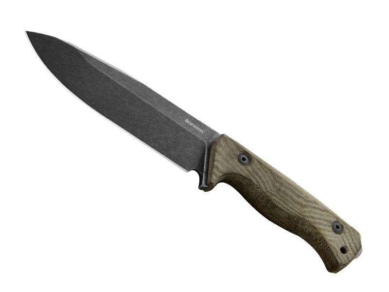 Poignard Lionsteel T6, acier CPM-3V finition blackwash - manche micarta vert