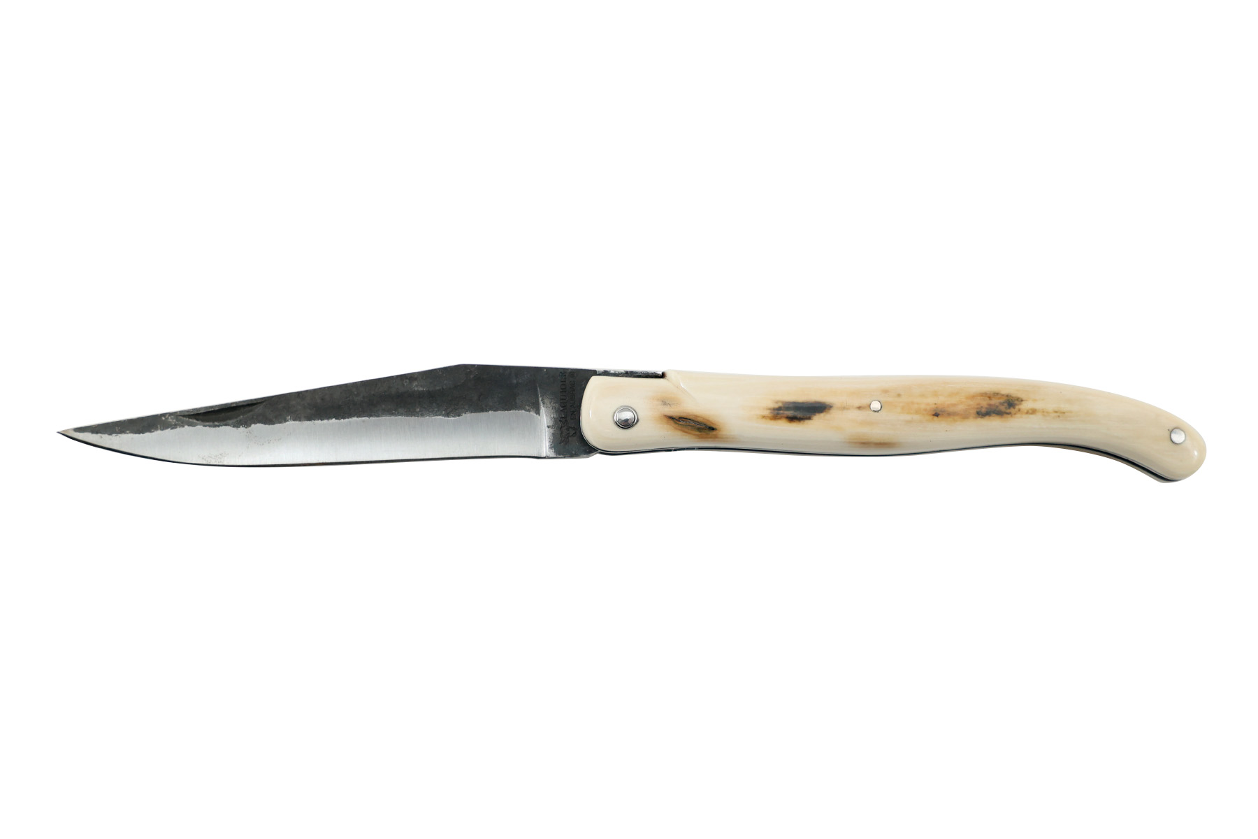 Couteau Laguiole en Aubrac 12 cm brut de forge croute d'ivoire de mammouth