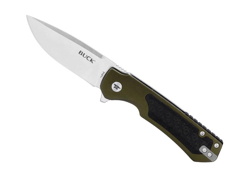 Couteau Buck Stinger - manche 11 cm alu vert + fibre de carbone
