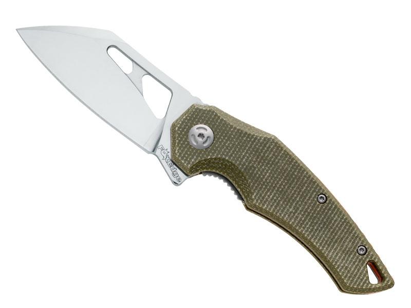 Couteau Fox Edge Atrax - lame forme tanto à trou - manche 9 cm micarta vert