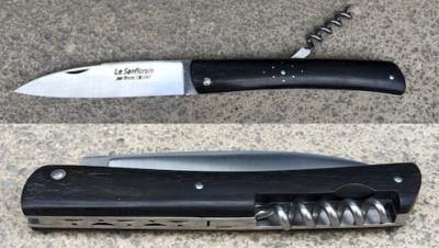 Couteau régional le Sanflorain de Bruno Coupat - ébène - acier inox avec tire-bouchon