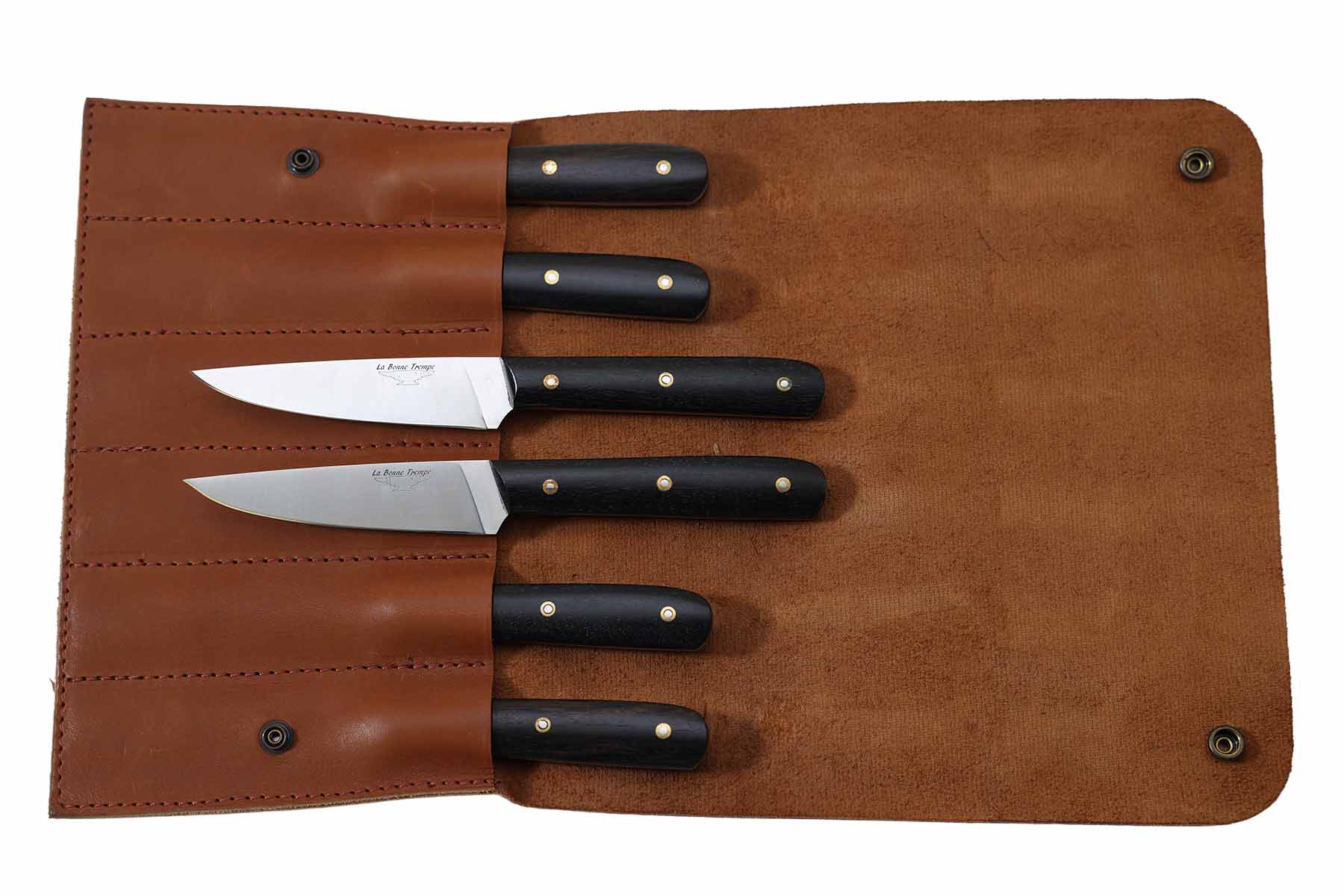 6 Couteaux de table La Bonne Trempe - ébène - étui cuir