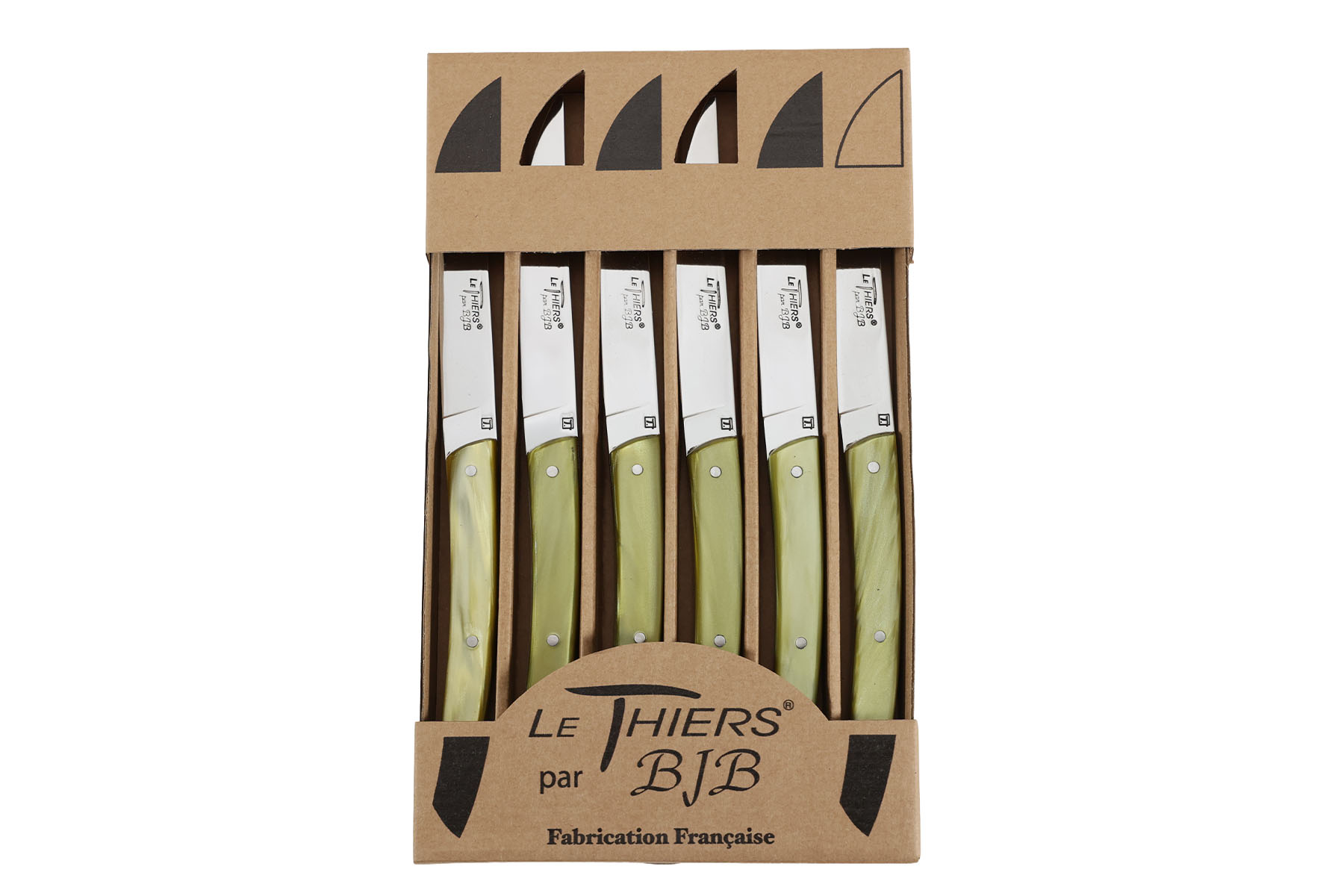 Coffret de 6 couteaux Le Thiers par BJB - modèle Le thiers en Plexi vert