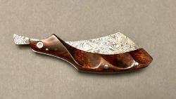 Couteau Le Phasme - Coutellerie Savignac Bois de fer Damasteel