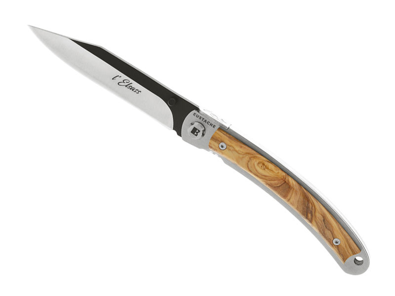 Couteau pliant l'Elsass Liner - manche 11,5 cm plaquettes olivier