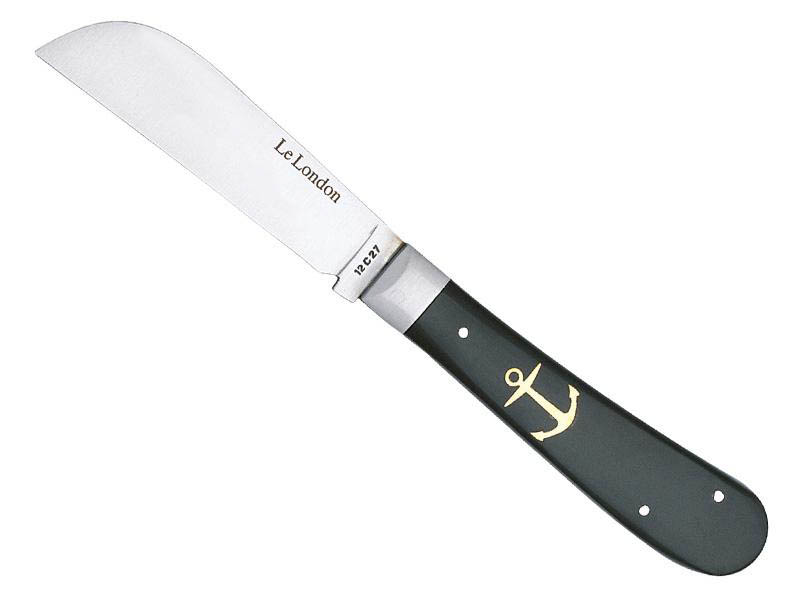 Couteau pliant le London - manche de 10 cm en corne noir avec ancre marine