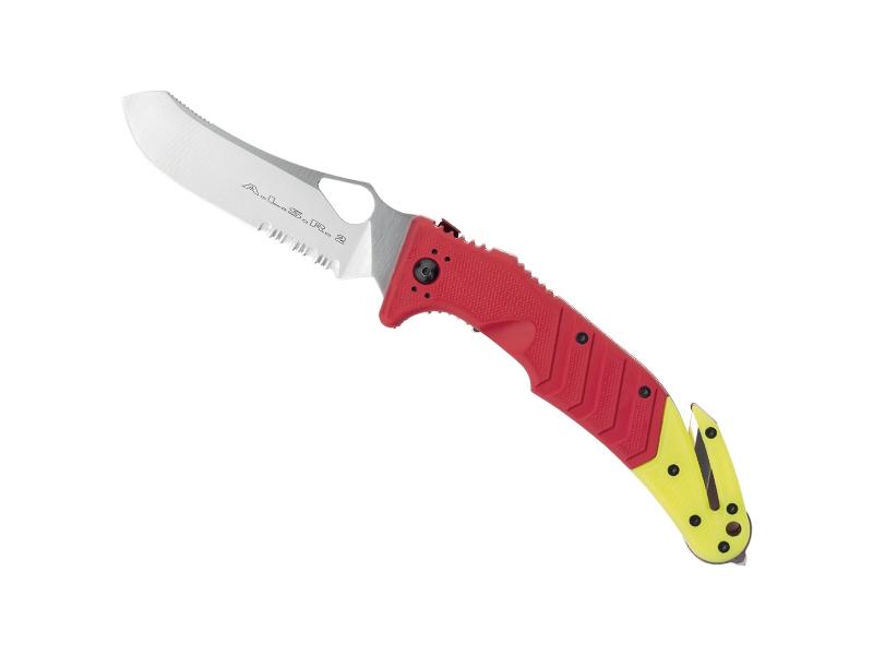 Couteau d'intervention Fox A.L.S.R. 2 RESCUE - manche 14 cm aluminium rouge extrémité jaune fluo