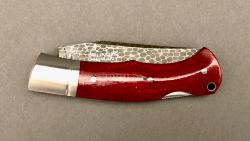Couteau Böker "BOXER" damas design par Raphaël Durand - manche 10 cm micarta bordeaux