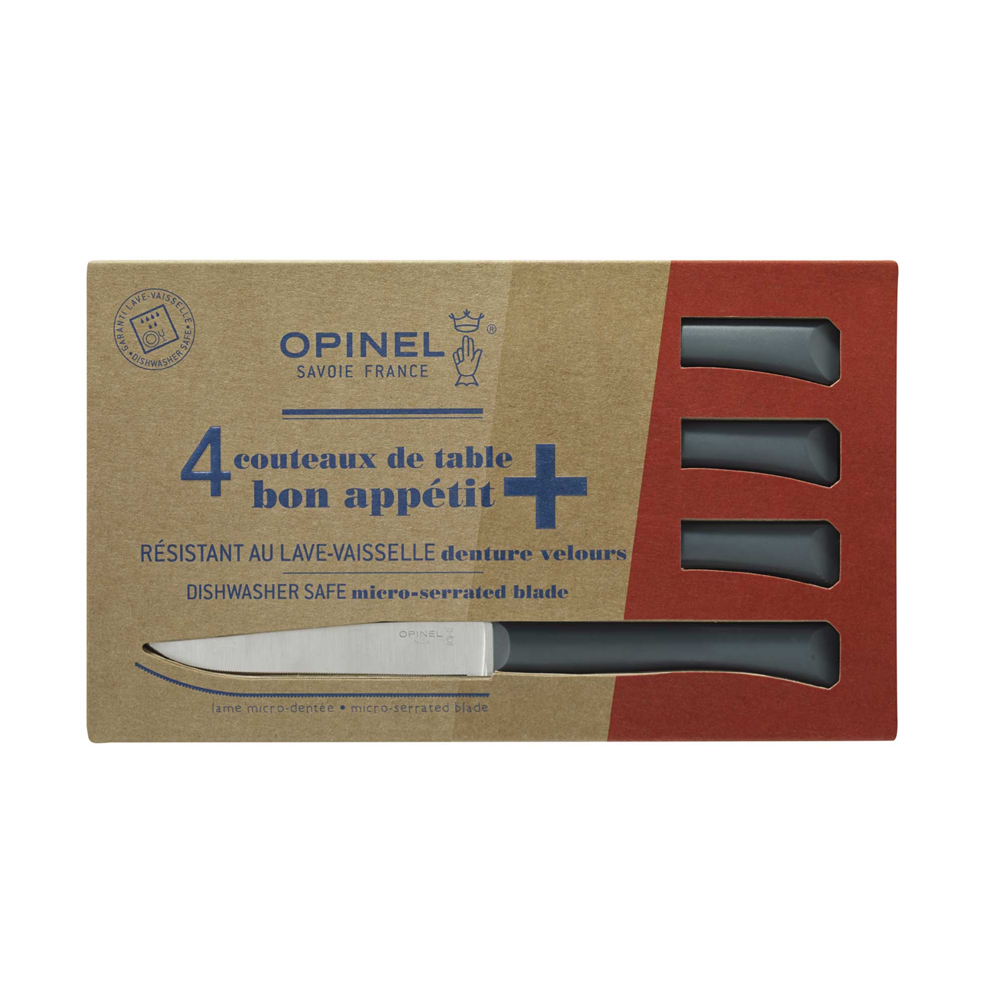 Coffret 4 couteaux de table Opinel Bon Appétit anthracite