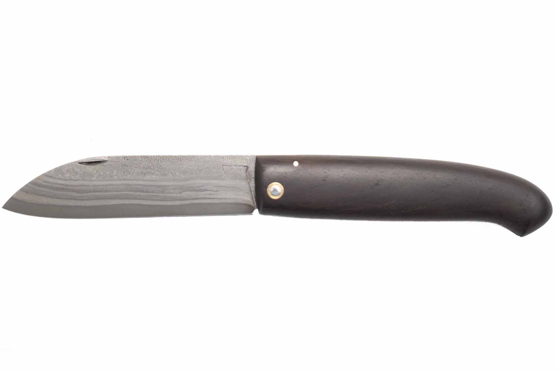 Couteau pliant artisanal de La Forge de la rivière "Nicolas Bertet" - grenadille