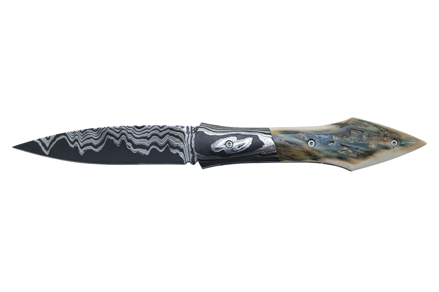 Couteau artisanal "L'Oegopsyde" par Laraud Blade - mammouth damas