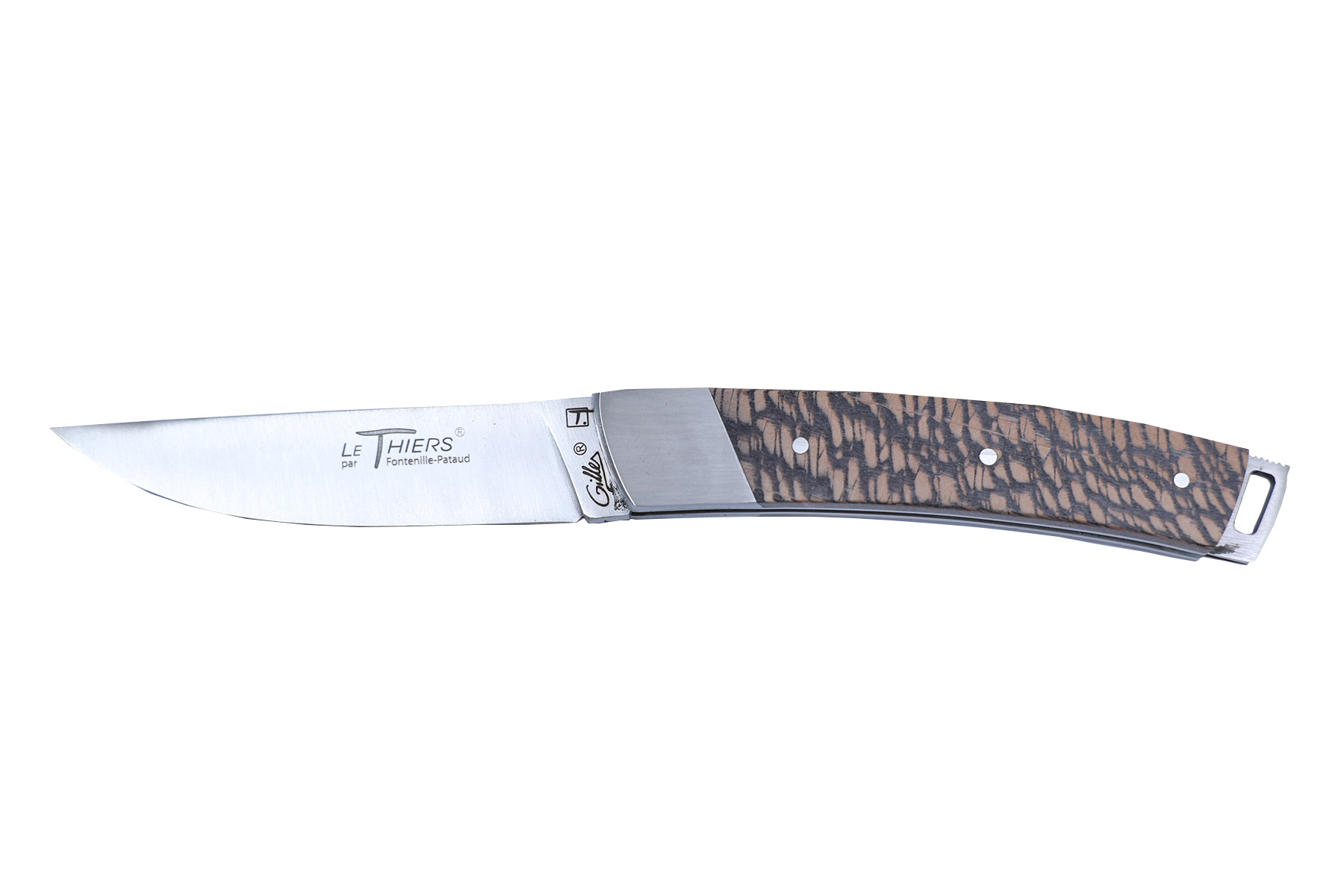 Couteau Le Thiers Pocket de Fontenille Pataud fait main - platane