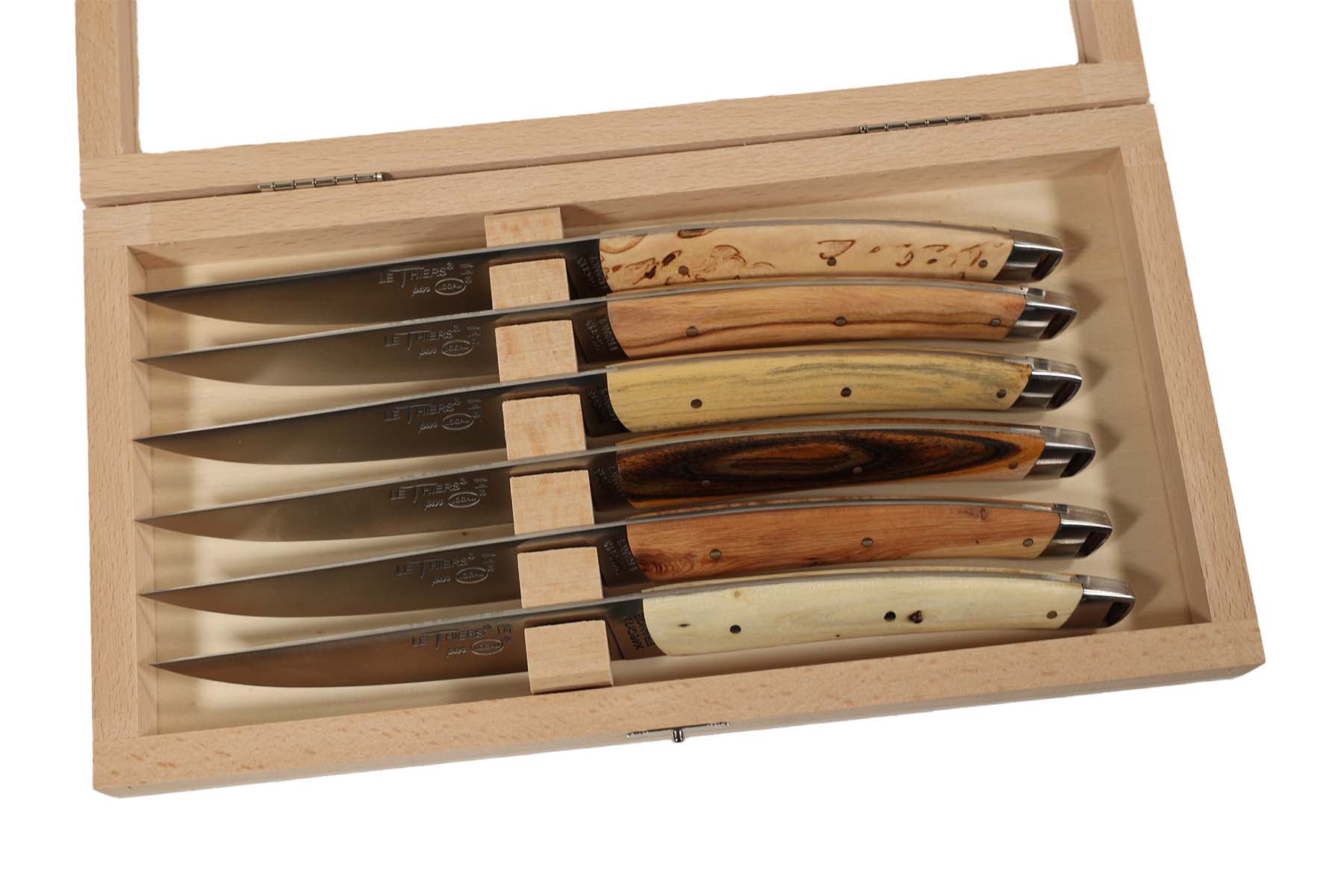 Coffret bois vitré de 6 couteaux Le Thiers par Locau  -Le Tablior 23 cm Bois Assortis