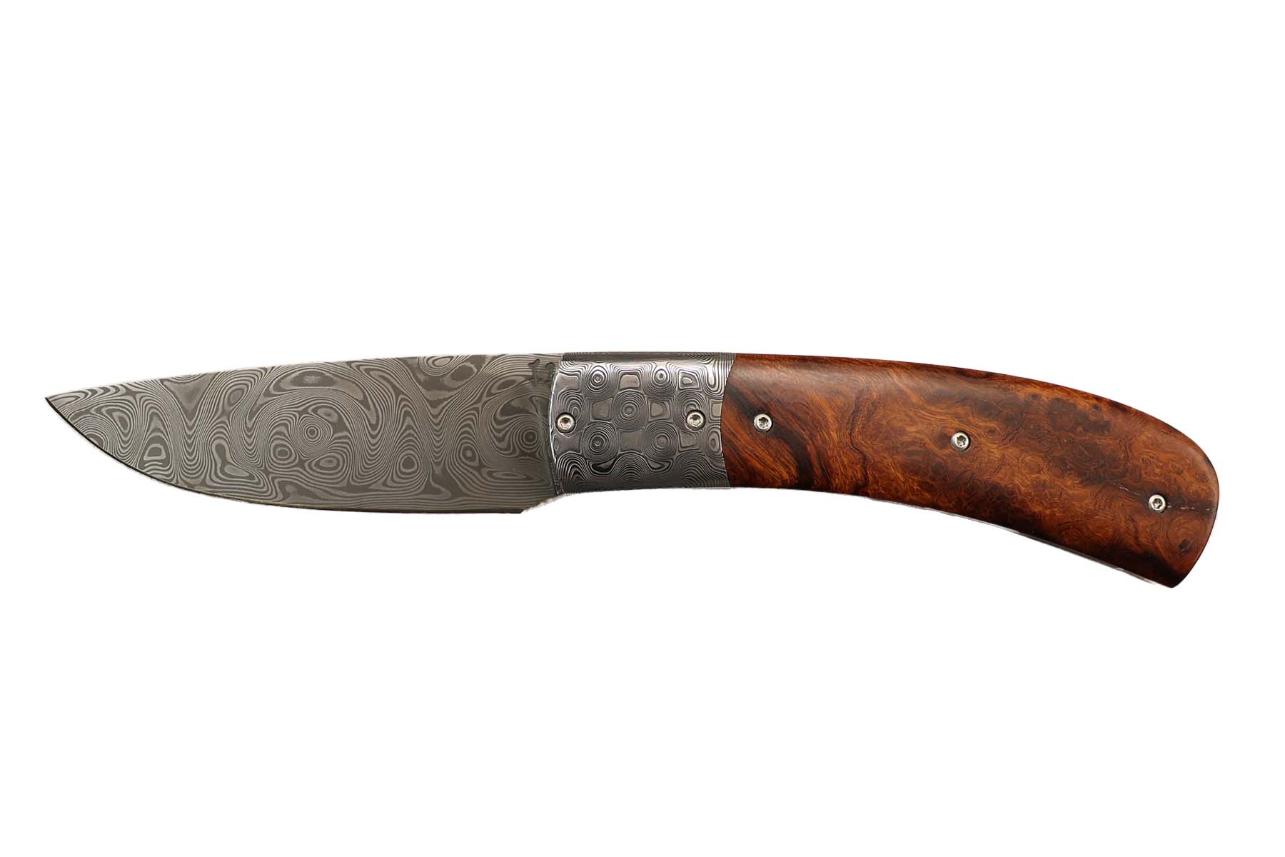 Couteau Artisanal de Joel Grandjean bois de fer  - Damas