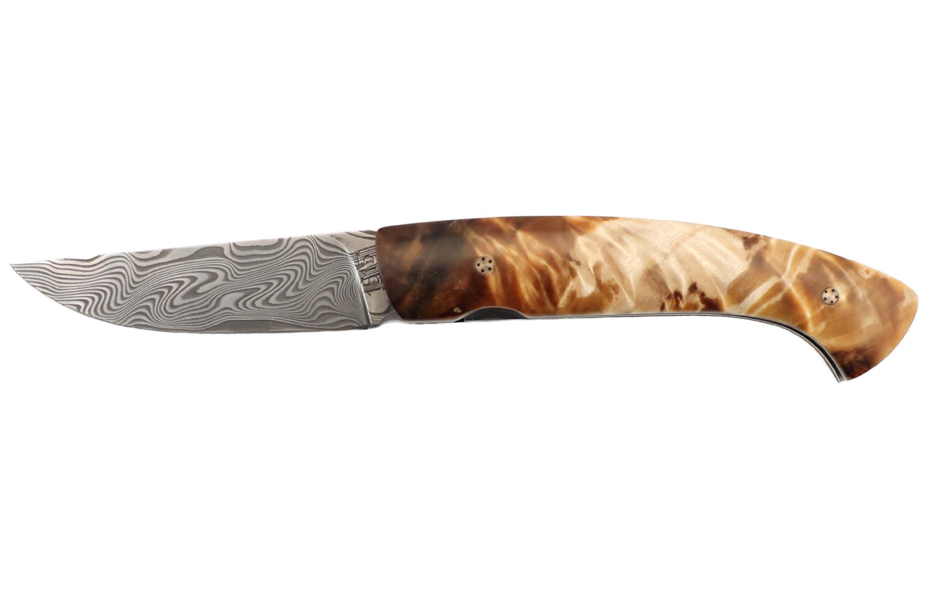Couteau pliant artisanal Le 1515 - Manu Laplace Atelier 1515 - Fourche de peuplier stabilisé