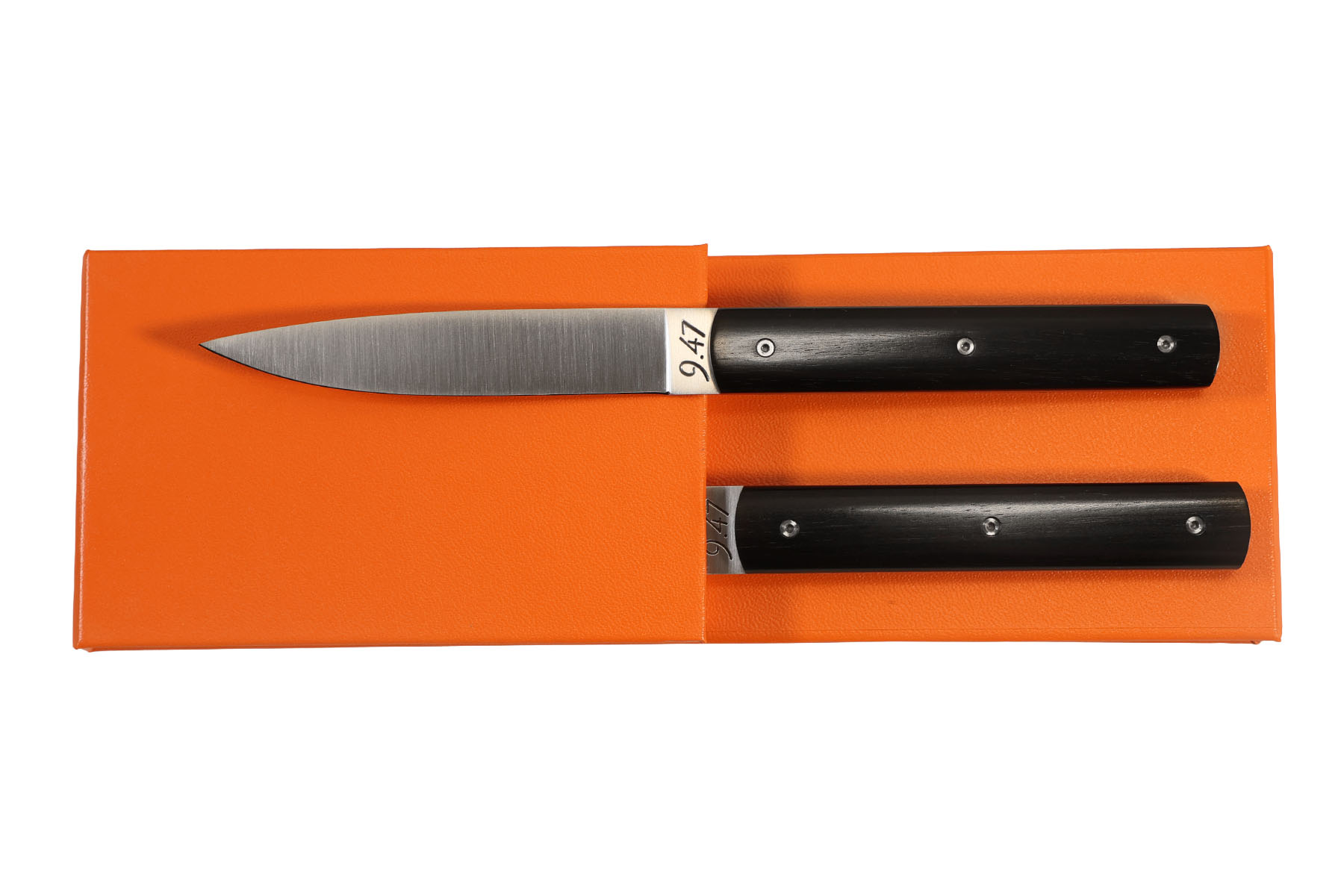Coffret de 2 couteaux de table 9.47 Atelier Perceval - ébène du Gabon