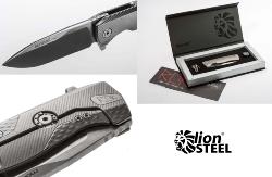Couteau Lionsteel Rok - manche monobloc SOLID® 11 cm titanium gris