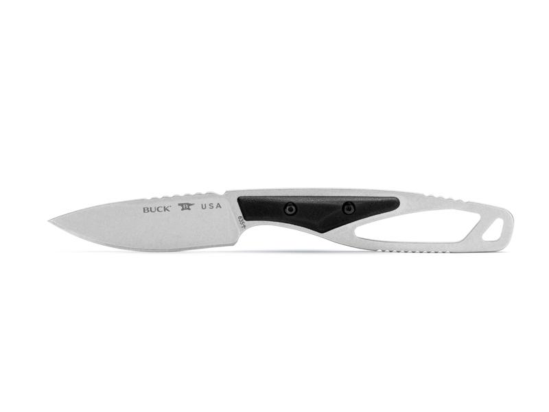 Couteau plat Buck Paklite 2.0 Cape Select - lame fixe 7 cm - manche à trou et plaquettes nylon noir