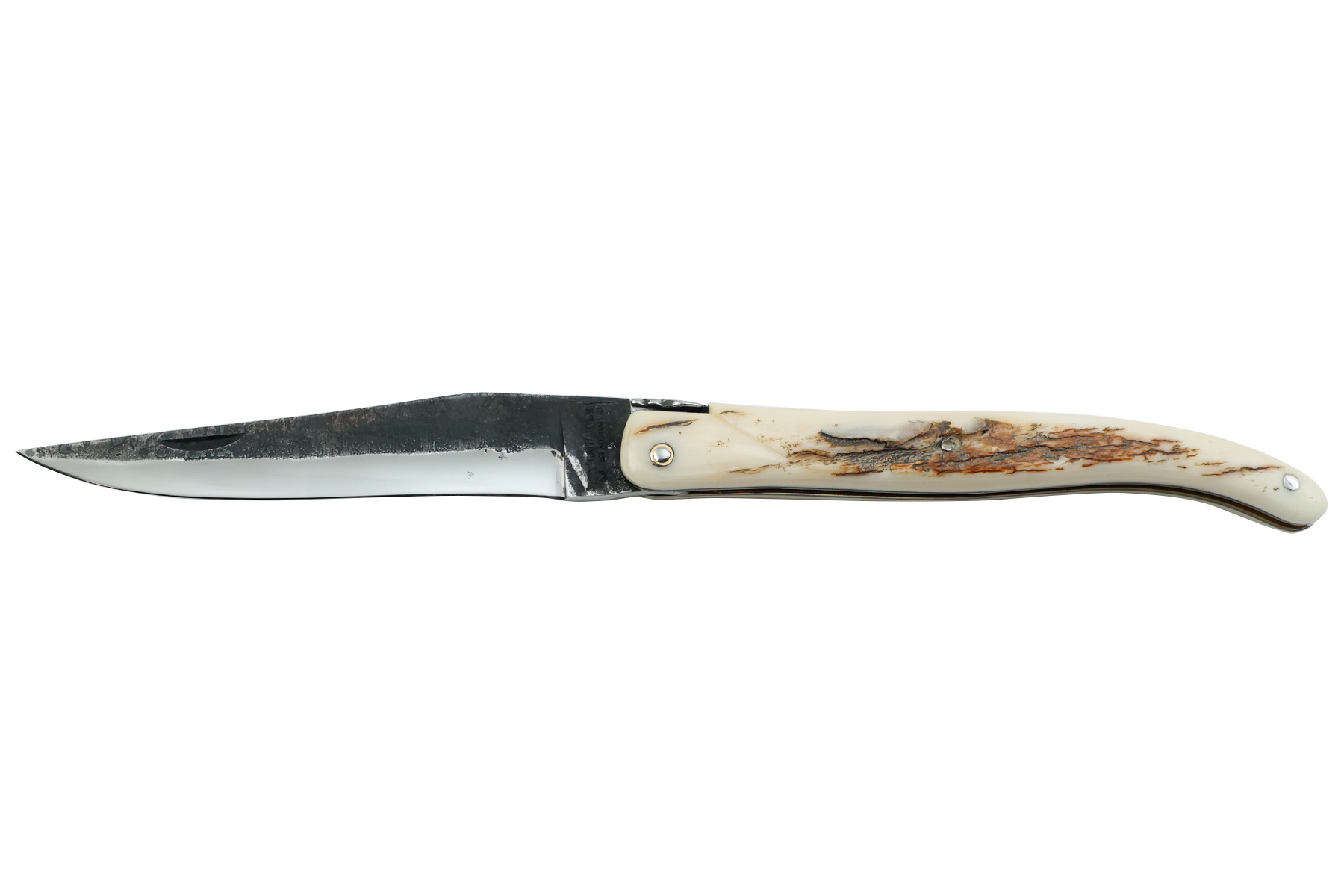 Couteau Laguiole en Aubrac 12 cm brut de forge croute d'ivoire de mammouth