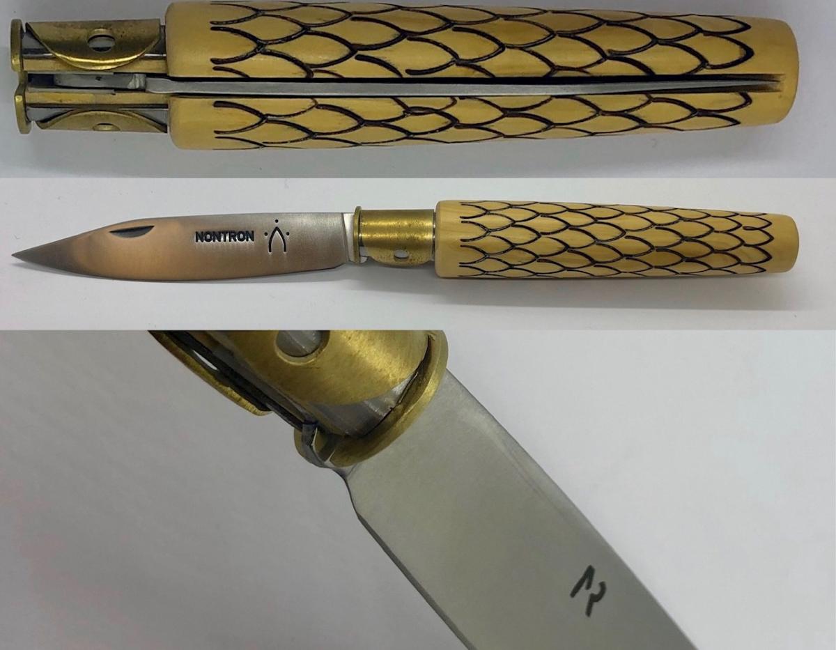Couteau Nontron modèle grand-duc avec plume buis 9 cm