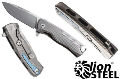 Couteau pliant LIONSTEEL ROK - manche monobloc SOLID® 11 cm titanium gris